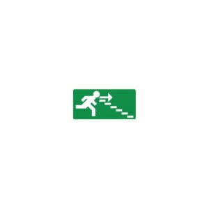 Pictogram bord Vluchtweg trap rechts omlaag 150x300mm
