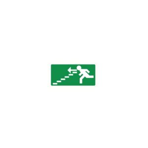 Pictogram bord Vluchtweg trap links omlaag 150x300mm