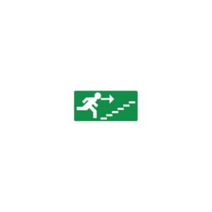 Pictogram bord Vluchtweg trap rechts omhoog 150x300mm