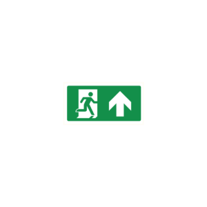 Pictogram bord Nooduitgang omhoog 300 x 150 mm
