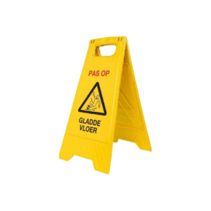 Waarschuwingsbord geel pas op, gladde vloer 240 x 620 mm